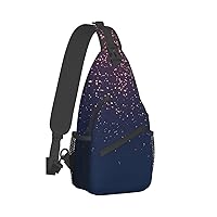 Navy Blue Sky And Stars Print Crossbody Backpack Shoulder Bag Cross Chest Bag For Travel, Hiking Gym Tactical Use