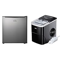 Compact Refrigerator, Single Door Mini Fridge, Energy Efficient, Adjustable Mechanical Thermostat & Silonn Ice Maker Countertop, 9 Cubes Ready in 6 Mins, 26lbs in 24Hrs, Self-Cleaning Ice