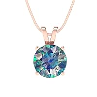 Clara Pucci 2.50 ct Round Cut Designer Blue Moissanite Ideal Solitaire Pendant Necklace With 16