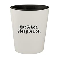 Eat A Lot. Sleep A Lot. - White Outer & Black Inner Ceramic 1.5oz Shot Glass