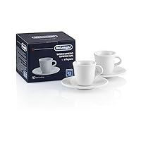 De'Longhi DLSC308 Porcelain Espresso Cup & Saucer, Set of 2,70 ml
