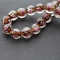 Ankom 20Pieces/Lot 12mm Luminous Lampwork Glass Beads Flower Beads Brown color jewelry making