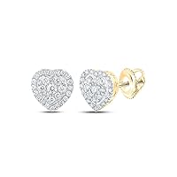 The Diamond Deal 10kt Yellow Gold Womens Round Diamond Square Earrings 1/2 Cttw