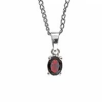 Hiflyer Jewels 925 Sterling Silver Natural Red Garnet Oval Shape Gemstone Designer Pendant With Chain 925 Stamp Jewelry | Gifts For Women And Girls