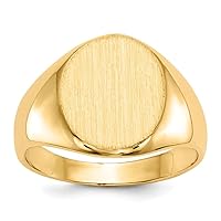 14k Yellow Gold Solid Brushed Polished Open back Engravable Signet Ring Size 6 Jewelry for Women