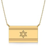 Allurez 14k Gold Israel Flag Charm Pendant Necklace