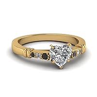 Choose Your Gemstone Pave Bar Set Diamond CZ Ring yellow gold plated Heart Shape Side Stone Engagement Rings Matching Jewelry Wedding Jewelry Easy to Wear Gifts US Size 4 to 12