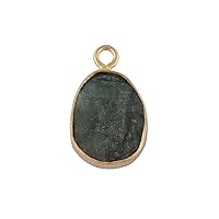 emerald Birthstone Jewelry, Necklace Connector, Collet Set Uncut Raw Gemstone, Gemstone Pendant, Pedant Charms, Trendy Birthstone