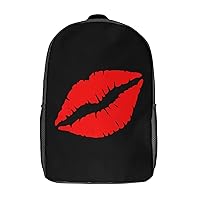 Kiss Lip 17 Inches Unisex Laptop Backpack Lightweight Shoulder Bag Travel Daypack