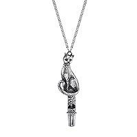 1928 Jewelry Antiqued Pewter Cat Whistle Pendant Necklace For Women, 30