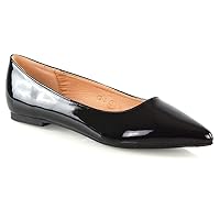 WomeESSEX Glam Womens Pointed Toe Flats Synthetic Patent Leather Slip On Pumpsns Flat Ballerina Pumps Ladies Slip On Low Heel Pointed Toe Patent Shoes