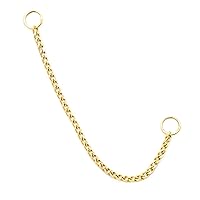 Tilum 14kt Yellow Gold Single Curb Piercing Chain Connector for Nose, Earring, Ear Lobe, Helix, Tragus Jewelry for Women and Men