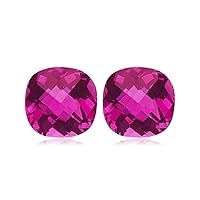 4.95-5.60 Cts of 8 mm AAA Cushion Checkered Pure Pink Topaz (2 pcs) Loose Gemstones