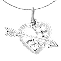 Silver Heart With Arrow Necklace | Rhodium-plated 925 Silver Heart With Arrow Pendant with 18