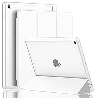 iPad 9th Generation Case 2021/iPad 8th Generation Case 2020 10.2 Inch with Pencil Holder, iPad 7th Gen 2019 Case with Clear Transparent Back, Auto Wake/Sleep Cover(White)