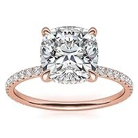 Moissanite Solitaire Ring, 1.0 ct, 14K Rose Gold, Cushion Cut
