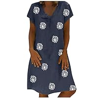 Women's Casual Dresses Printed Tank Dress Crewneck Knee Length Midi Dress Sleeveless Summer Sundress Daily Wear Streetwear