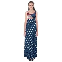 CowCow Womens American Flag Summer Casual Empire Waist Maxi Dress - 5XL Dark Blue