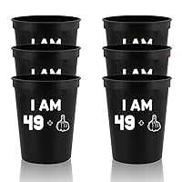 I am 49+1 Middle Finger Stadium Party Cup Funny 50 Years Old Birthday Gag Gifts For Him Her Fifty And Fabulous (Black)