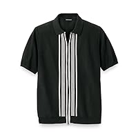 Paul Fredrick Men's Cotton Full Zip Polo, Size XL Tall Black