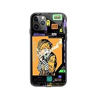 ONNAT-LED Light-up Phone Case for iPhone 13 Series - Fashionable Anime Design Mirror-Like Glass Back Incoming Call and Notification Flash TPU Shock-Absorbing Frame (13promax,STYLE3)