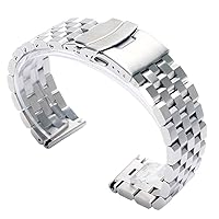 19cm Steel Watchband Watch Band Bracelet Wrist Strap Black Silver Polished, Folding Clasp Buckle Type