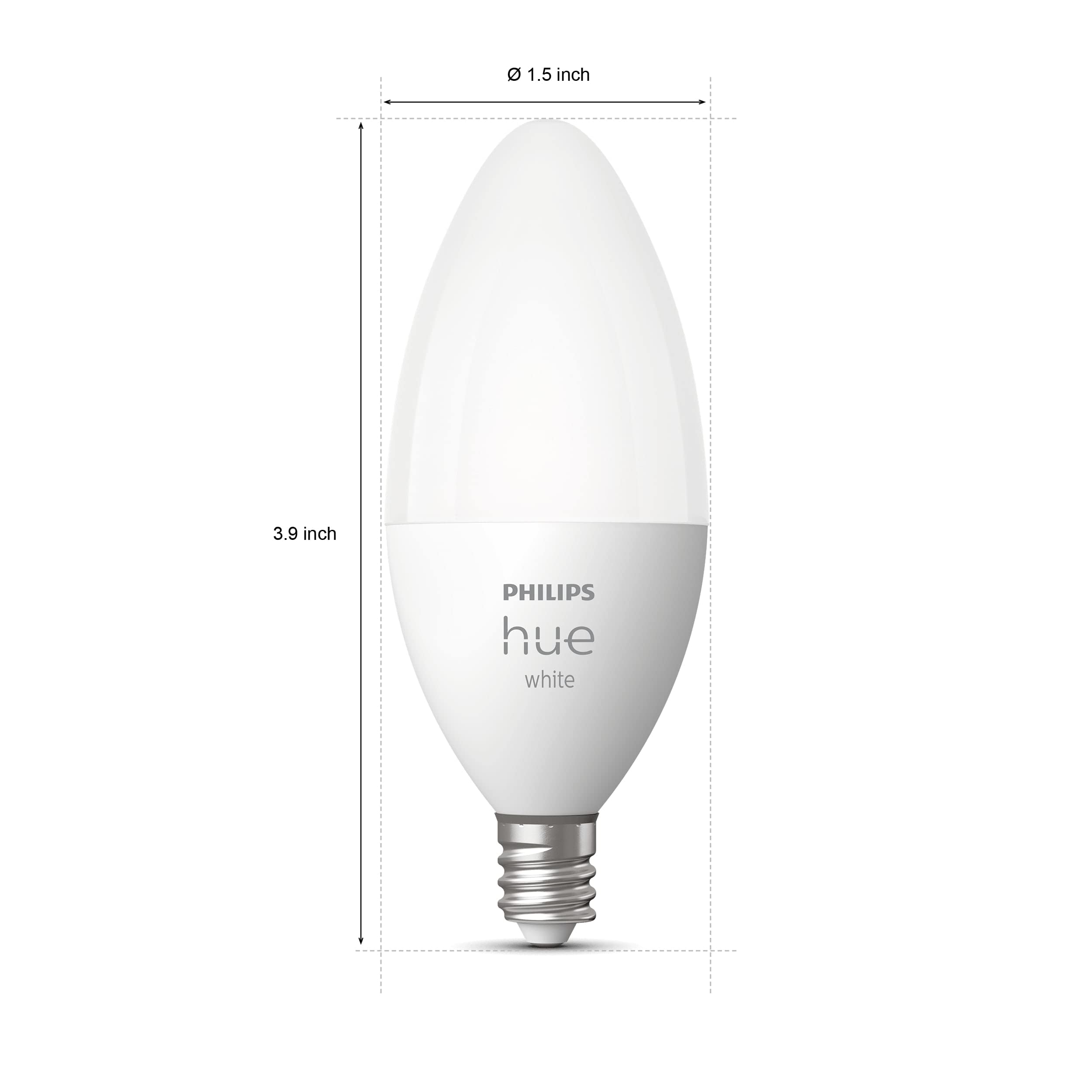 Philips Hue White LED Smart Candle, Bluetooth & Zigbee Compatible (Hue Hub Optional), Works with Alexa & Google Assistant – A Certified for Humans Device, 2 Bulbs