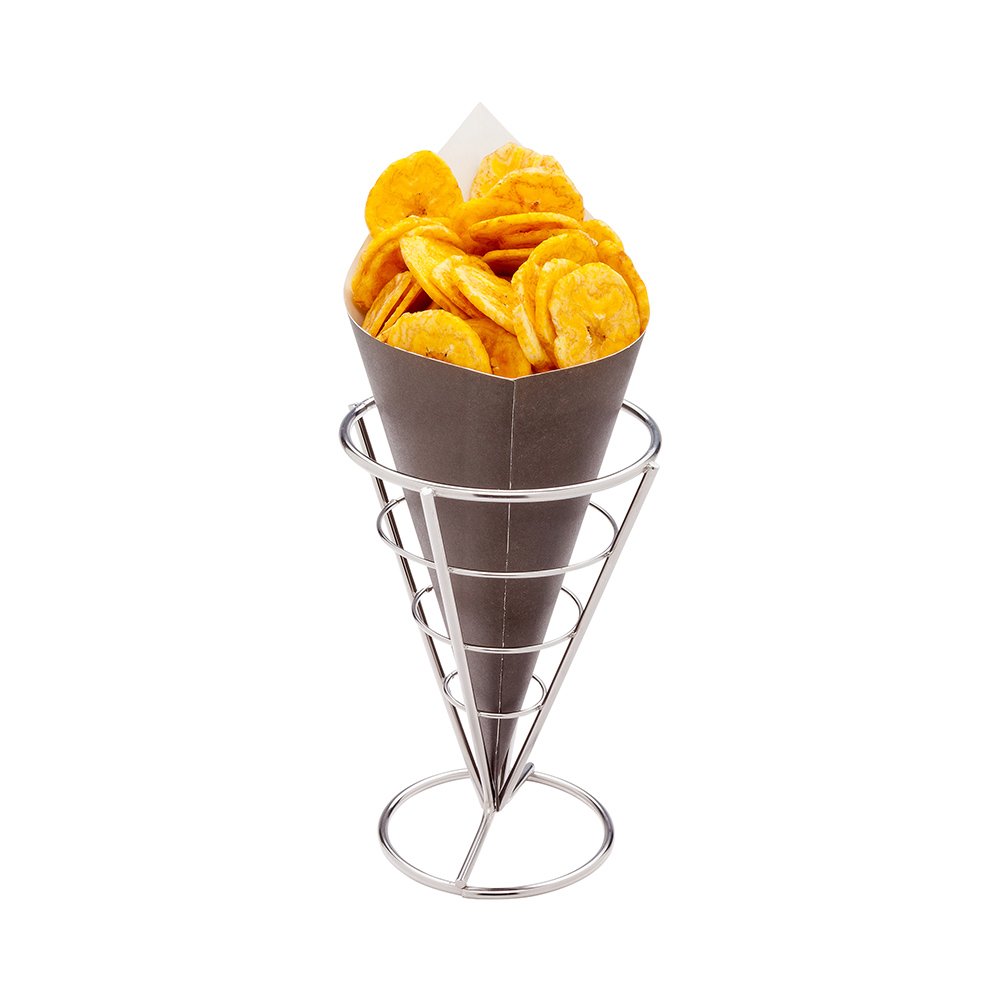 Restaurantware Conetek 10-Inch Eco-Friendly Black Finger Food Cones: Perfect for Appetizers - Food-Safe Paper Cone - Disposable and Recyclable - 100-CT - Restaurantware
