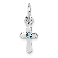 JewelryWeb 925 Sterling Silver Polished Rh Plated for boys or girls Preciosca Crystal Mar Religious Faith Cross Pendant Necklace Measures 17x5.91mm Wide