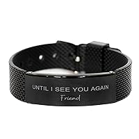 Black Shark Mesh Bracelet Gifts For Loss of Loved In Memory of Friend - Until I See You Again - Memorial, Remembrance Gifts For Him Her, Engraved Bracelet