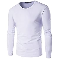 Men's Oversized Cotton Long Sleeve T-Shirt Tops Loose fit Soft Crewneck Basic Pullover Sweatshirt Plus Size Shirts (White,X-Large)