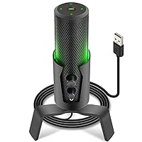 Pyle Selectable Pickup Pattern RGB USB Microphone - 4 Recording Modes Cardioid, Bidirectional, Stereo, Omnidirectional - Condenser Audio Mic w/LED Lights for Gaming Podcasting Studio PC, and Mac