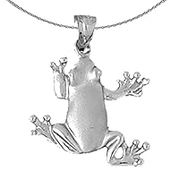 Gold Frog Necklace | 14K White Gold Frog Pendant with 18