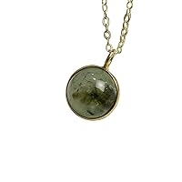 Green Prehnite Crystal Ball Pendant Necklace By CHARMSANDSPELLS