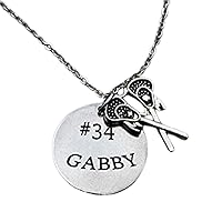 Personalized Girls Lacrosse Stick Charm Necklace, Custom Engraved Lacrosse Jewelry for Female Lacrosse Players, Lax Gift