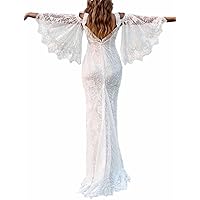 Mermaid/Trumpet Fashion Wedding Dress Off Shoulder 3/4 Length Sleeve Court Train Reception Dresses 2024
