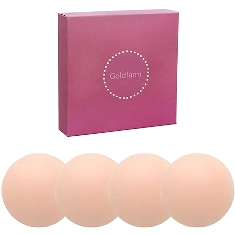 Goldfarm Nippleless Covers, Pasties, Silicone Reusable Breast Pasties Adhesive Bra 2 Pairs