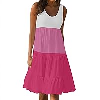Women's Summer Dresses Plus Size Sleeveless Tanktop Dress Crewneck Floral Dress Flowy Midi Dress Beach Dresses