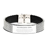 Stainless Steel Bracelet Gifts For Newborn Girls - Thank You Being By My Side Every Wave Of My Life - Motivational Christmas Birthday Gifts For Him Her, Engraved Bracelet