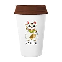 Local Japanese Culture Lucky Cat Mug Coffee Drinking Glass Pottery Ceramic Cup Lid