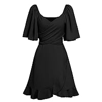 Ladies Dress Womens Summer Dresses Cocktail Dresses Sleeveless Fashion Dress Wrap Slim Fit Maxi Dress(Black,Large)