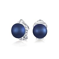 Button Style Freshwater Cultured Pearl Clip On Ball Stud Earrings For Women Sterling Silver Non Pierced Ears More Colors