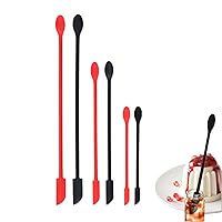 6 Pcs Mini Spatula Silicone Spatula Set Upgraded Double-ended Sturdier Makeup Spatula Tiny Spatula Beauty Spatula Jar Spatula Small Spatulas for Cosmetics and Kitchen Use Easy to Clean（Red Black）