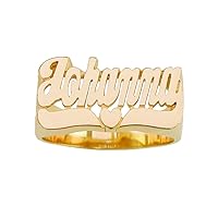 Lee106Z Personalized Gold (8.5mm) Size Script Letter with Plain Heart Tail Name Ring
