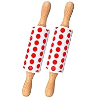 BESTOYARD 2pcs Children's Rolling Pin Roller Pin for Baking Kitchen Baking Pin Rolling Pin for Dough Nonstick Rolling Pin Cookie Dough Baking Rolling Pin Pizza Silicone Red Biscuit