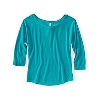 AEROPOSTALE Womens Metallic 3/4 Sleeve Graphic T-Shirt, Green, X-Small