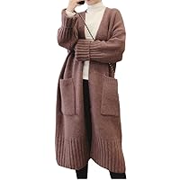 Casual Long Knitted Cardigan Women Thicken Loose Sweater Coat Solid Oversized Korean Sweater Outerwear