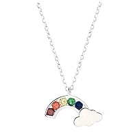 Iszie 925 Sterling Silver Rainbow With Colorful Cubic Zirconia Women's Necklace Jewellery Gift for Girls Women