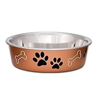 Bella Bowls - Dog Food Water Bowl No Tip Stainless Steel Pet Bowl No Skid Spill Proof (Medium, Copper)