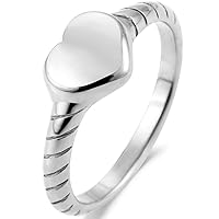 Stainless Steel Plain Heart Wedding Statment Promise Anniversary Ring